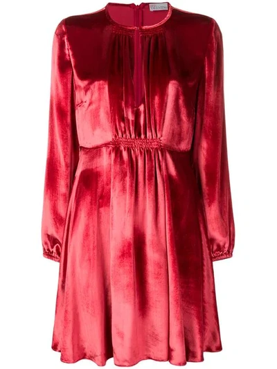 Shop Red Valentino Velvet Midi Dress In Red