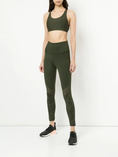 Shop Nimble Activewear Slim Perforated Leggings - Green
