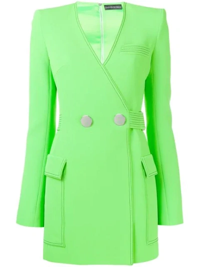 Shop David Koma Belted Tailored Dress In Green