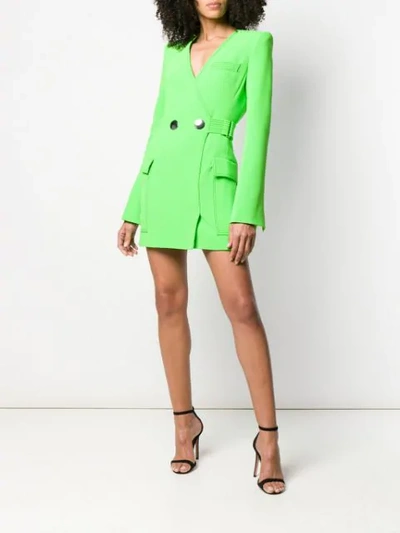 Shop David Koma Belted Tailored Dress In Green