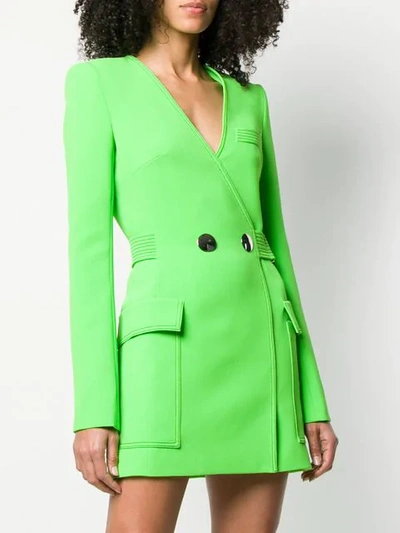 Shop David Koma Belted Tailored Dress In Green