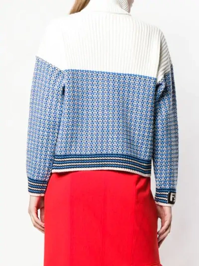 Shop Fendi Contrast Knit Jumper - Blue