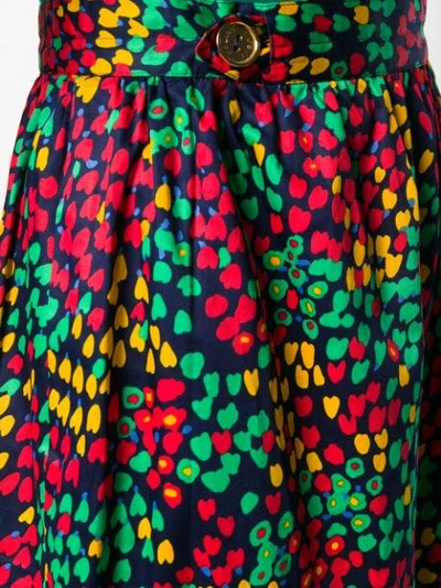 Pre-owned Celine  Abstract Heart Print Gathered Skirt In Blue