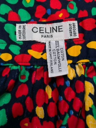Pre-owned Celine  Abstract Heart Print Gathered Skirt In Blue