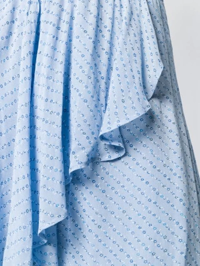 Shop Ganni Asymmetric Ruffled Skirt In Blue