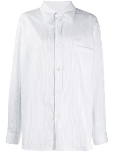 Shop Maison Margiela Striped Oversized Shirt In White
