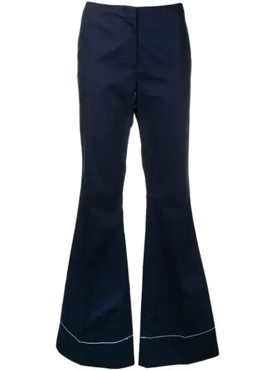 Shop By Malene Birger Stitch Detail Flared Trousers In Blue
