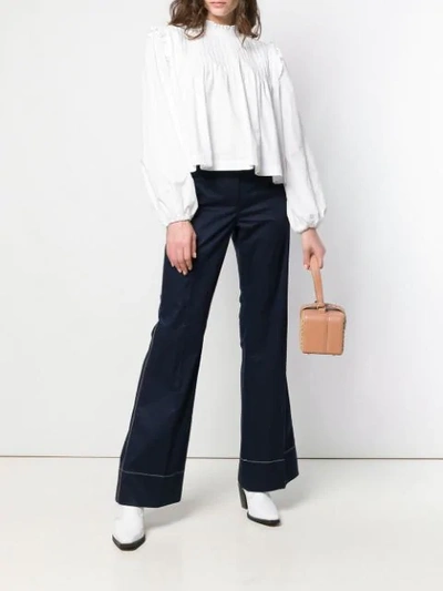 Shop By Malene Birger Stitch Detail Flared Trousers In Blue