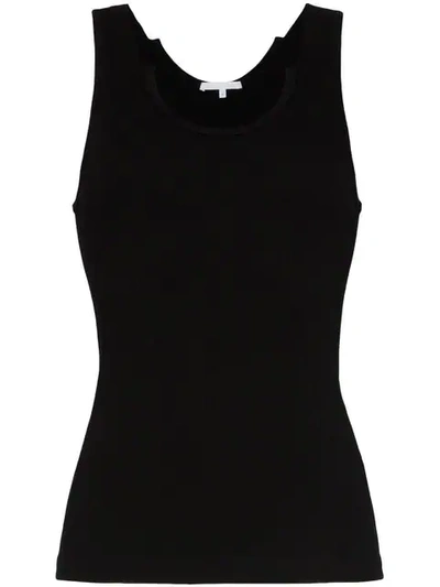 Shop Helmut Lang Fitted Scoop Neck Ribbed Tank Top In Black
