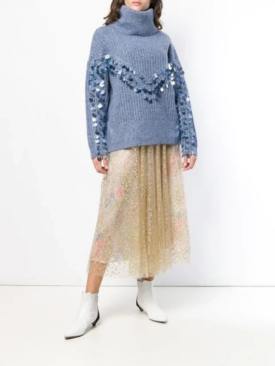 Shop Manoush Embellished Knitted Sweater - Blue