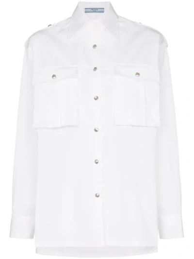 Shop Prada Safari-style Oversized Shirt In White