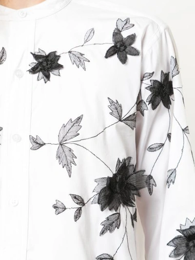 Shop Oscar De La Renta Floral Appliqué Shirt In White