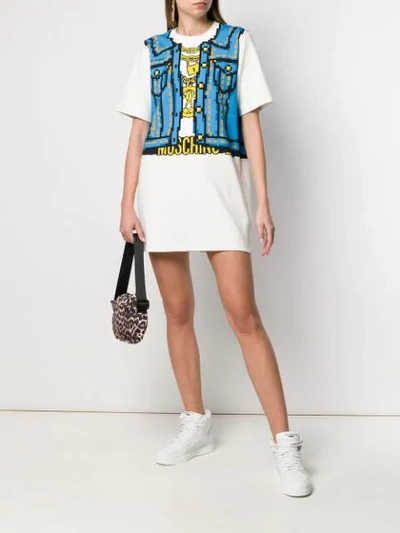 MOSCHINO PRINTED T-SHIRT DRESS - 白色