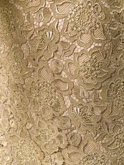 VALENTINO FLORAL EMBROIDERED MESH SKIRT - 金色