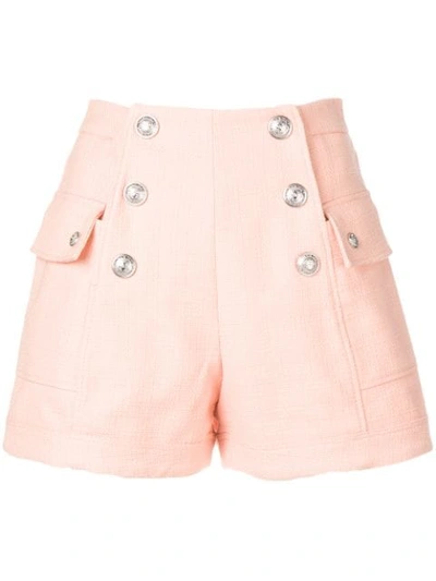 Shop Balmain Double Breasted Shorts In Orange