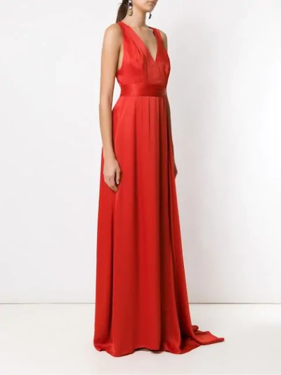 Shop Tufi Duek V-neck Long Dress In Red