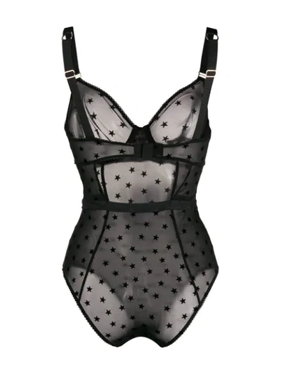 Shop Stella Mccartney Star Motif Sheer Body In 001 Black