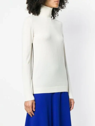Shop Lanvin Turtle-neck Fitted Sweater In Neutrals