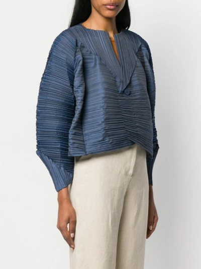 Shop Issey Miyake Denim Pleated Jacket - Blue