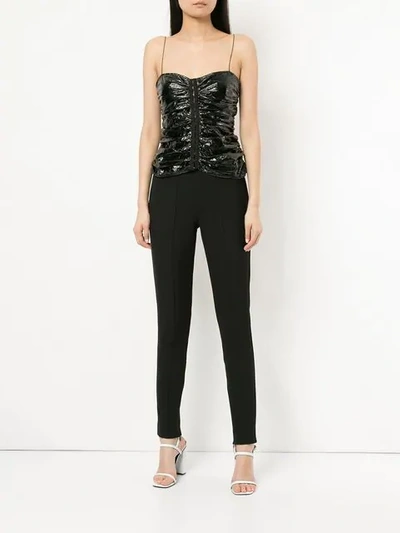 Shop Georgia Alice Naughty Ruched-foil Corset Top In Black