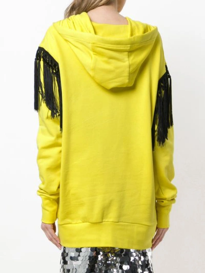 Shop Marco Bologna Ugly Diamante And Tassel Trim Hoody - Yellow