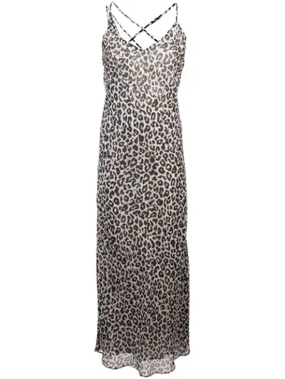 Shop Michelle Mason Leopard Print Slip Dress - Neutrals