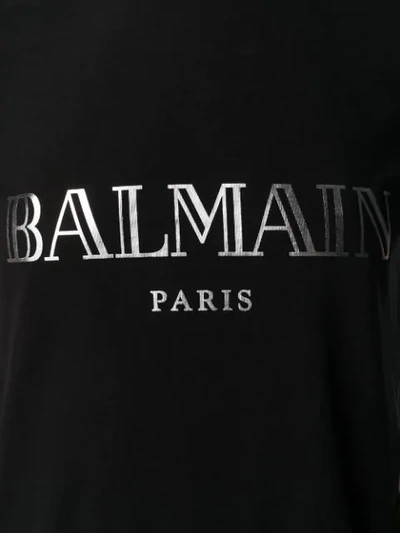 BALMAIN CONTRAST LOGO PRINT T-SHIRT - 黑色