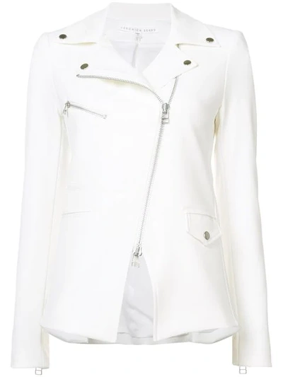 Shop Veronica Beard Zipped Biker Jacket In White