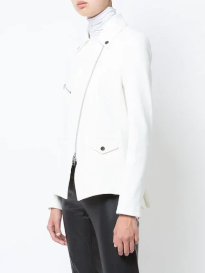 Shop Veronica Beard Zipped Biker Jacket In White