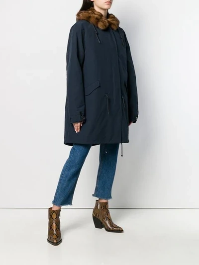 LISKA HOODED PARKA COAT - 蓝色