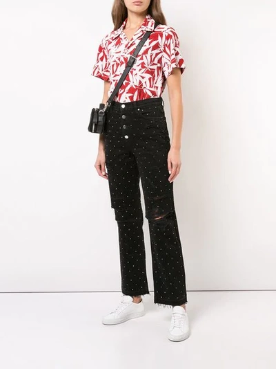 Shop Amiri Crystal Studded Ripped Jeans In Black