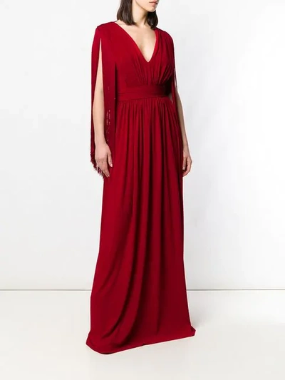 Shop Alberta Ferretti Side Slit Dress In Red