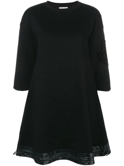 Shop Moncler Drawstring Hem Mini Dress In Black