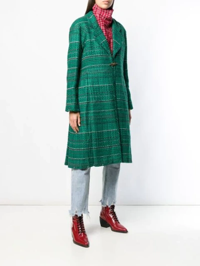 Pre-owned Chanel Vintage Striped Midi Coat - Green/red/cream