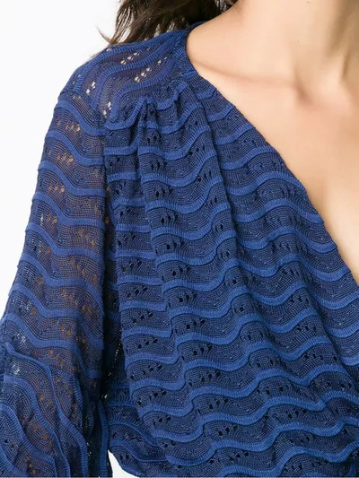 Shop Cecilia Prado Elongated Sleeve Wave Blouse In Blue