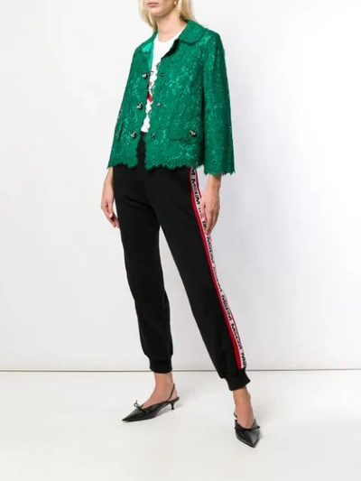 Shop Dolce & Gabbana Lace Embellished Jacket In Green
