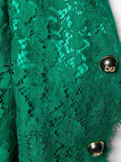 Shop Dolce & Gabbana Lace Embellished Jacket In Green