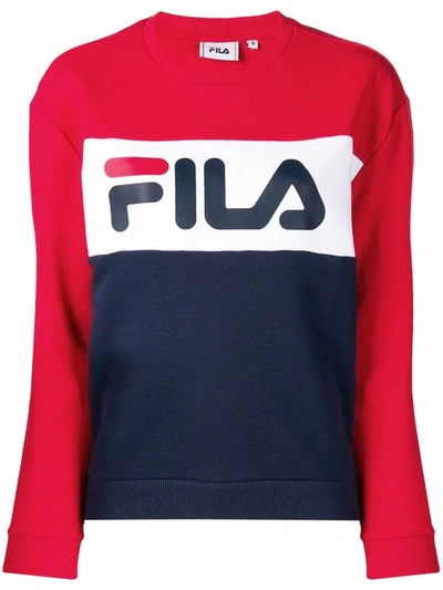 Fila Logo Cotton Blend Sweatshirt In Blue | ModeSens