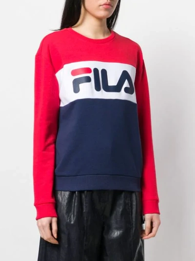 Shop Fila Logo Print Sweatshirt In Blue