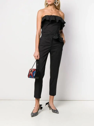 Shop Pinko Cropped Tailored Trousers In Black