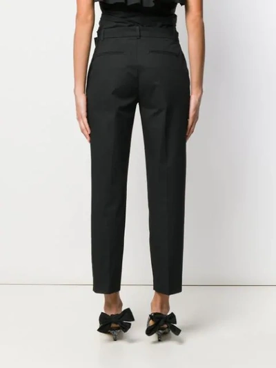 Shop Pinko Cropped Tailored Trousers In Black
