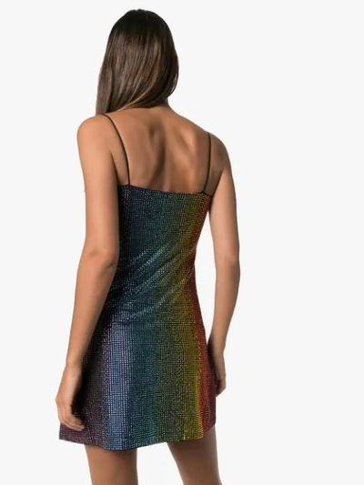 Shop Adam Selman Sport Rainbow Crystal-embellished Mini Dress In Multicolour