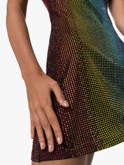 Shop Adam Selman Sport Rainbow Crystal-embellished Mini Dress In Multicolour