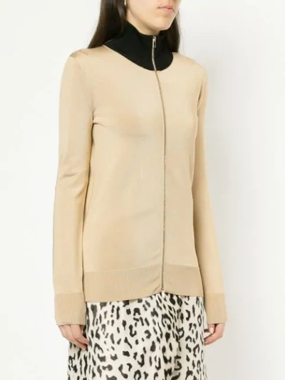 Shop Stella Mccartney Zipped Fitted Jacket In Brown