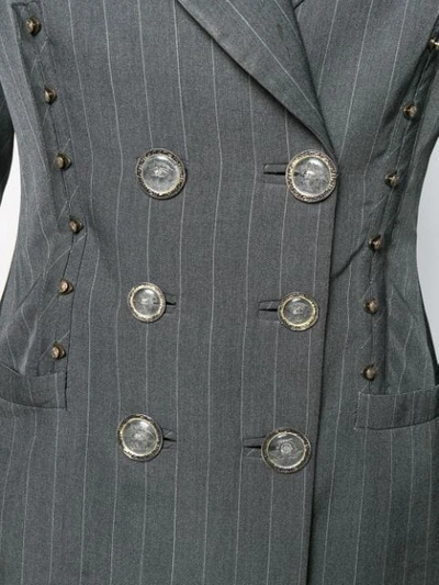 Pre-owned Versace 1980's Pinstriped Double-breasted Jacket In Grey