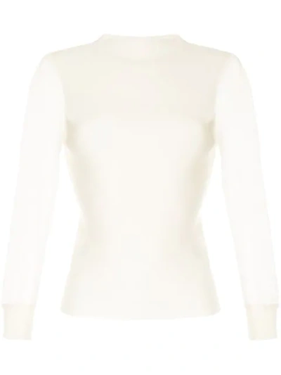 Shop Ballsey Sheer Sleeve Jumper - White
