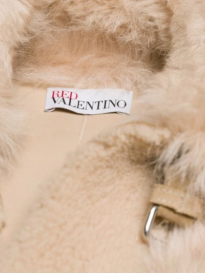 Shop Red Valentino Fur Duffle Coat In Neutrals