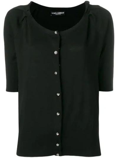 Shop Dolce & Gabbana Short Sleeve Cardigan In Black