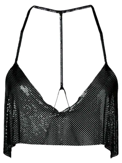 Shop Fannie Schiavoni Cropped Chainmail Top In Black