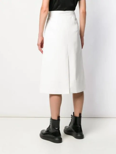 Shop Prada Floral A-line Midi Skirt In White